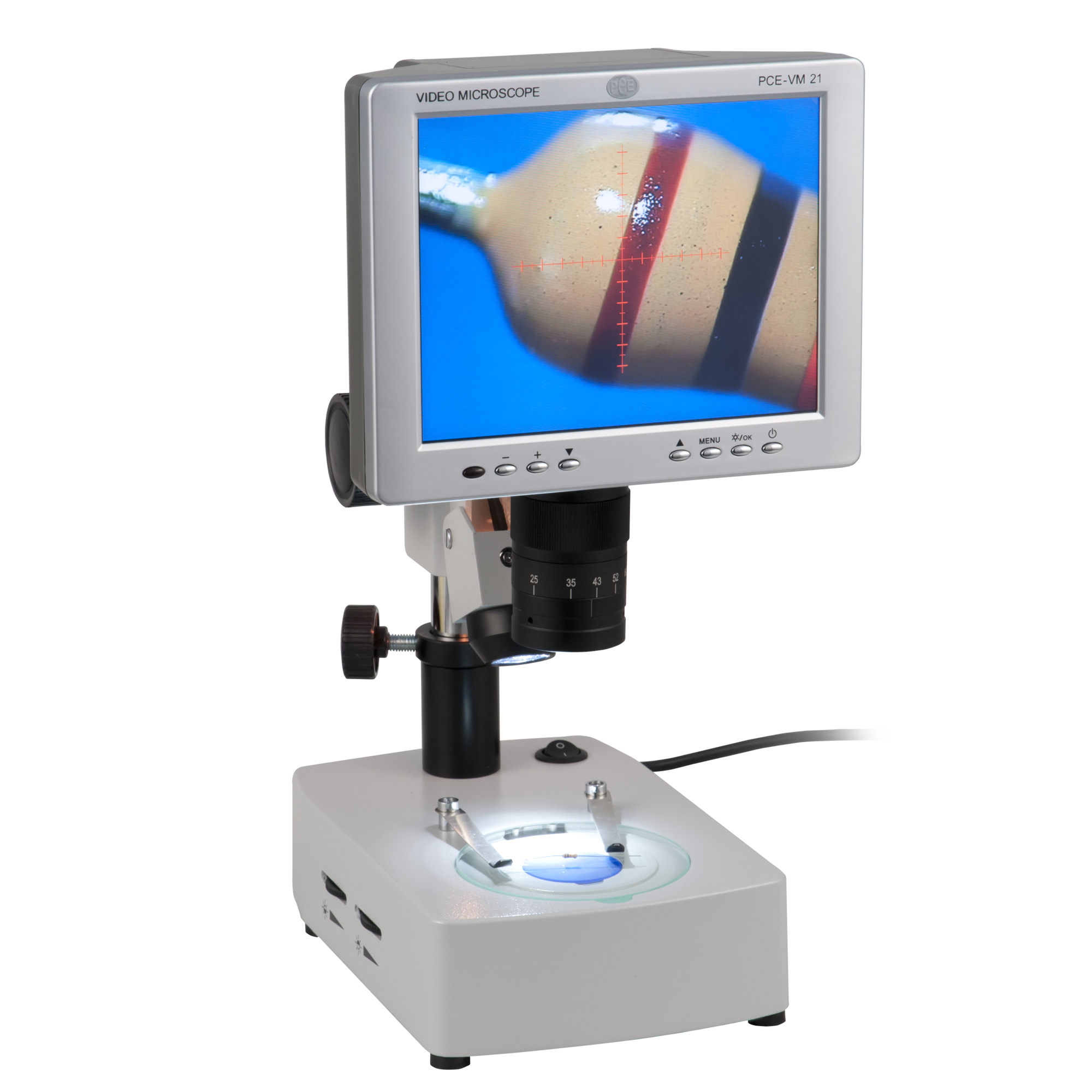 PCE Microscope — 75x Magnification, Optical Microscope with CCD Camera and LCD Screen, Model# PCE-VM 21